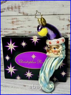 RARE Christopher Radko Crescent Santa Dreamer Moon Ornament VTG w Orig Box R1