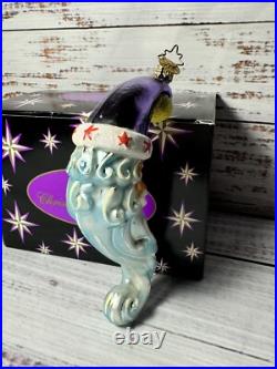 RARE Christopher Radko Crescent Santa Dreamer Moon Ornament VTG w Orig Box R1