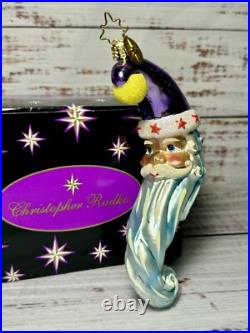 RARE Christopher Radko Crescent Santa Dreamer Moon Ornament VTG w Orig Box R1