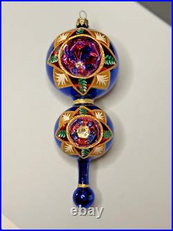 RARE Christopher Radko DOUBLE STAR FIRE Reflector Ball Drop Ornament 99-161-0