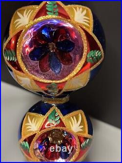 RARE Christopher Radko DOUBLE STAR FIRE Reflector Ball Drop Ornament 99-161-0