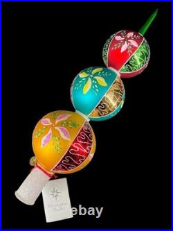 RARE Christopher Radko Floral Finial Christmas Tree Topper 12 NWT