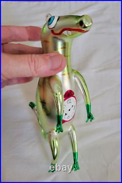 RARE Christopher Radko Glass Crocodile TICK TOCK Peter Pan Christmas Ornament 8