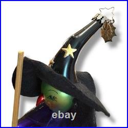 RARE Christopher Radko Green Sweep Witch Ornament Figure