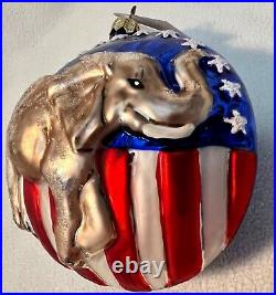 RARE Christopher Radko Ornament Republican Elephant Flag ITS A PARTY