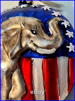 RARE Christopher Radko Ornament Republican Elephant Flag ITS A PARTY