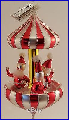 RARE Christopher Radko PEPPERMIINT TWIST Carousel Santa Ornament 1996 withBox