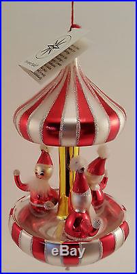 RARE Christopher Radko PEPPERMIINT TWIST Carousel Santa Ornament 1996 withBox