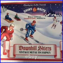 RARE Christopher Radko Shiny Brite Vintage Metal Downhill Skiers