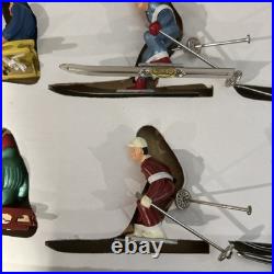 RARE Christopher Radko Shiny Brite Vintage Metal Downhill Skiers
