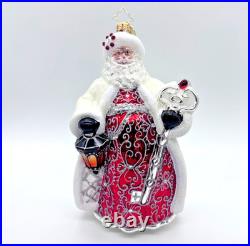 RARE Christopher Radko Simply Spectacular Santa Glass Christmas Ornament 7 /Box