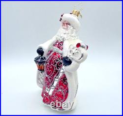 RARE Christopher Radko Simply Spectacular Santa Glass Christmas Ornament 7 /Box