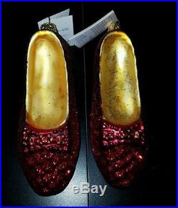 RARE Christopher Radko Wizard of Oz PAIR of RUBY RED SLIPPER Ornament New in Box