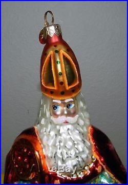 Rare Large Christopher Radko Santa Pope Fruit Bag Christmas Ornament 11 No Box