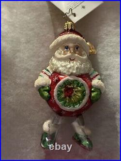 RARE NWT Christopher Radko JOLLY BELLY JIGGLES Santa Reflector Ornament 1010904