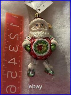 RARE NWT Christopher Radko JOLLY BELLY JIGGLES Santa Reflector Ornament 1010904