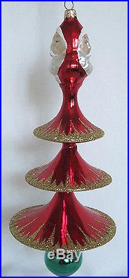 RARE Retired Christopher Radko Glass Ornament Italy Santa Twirling 3 Tiers 10.5