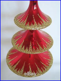 RARE Retired Christopher Radko Glass Ornament Italy Santa Twirling 3 Tiers 10.5