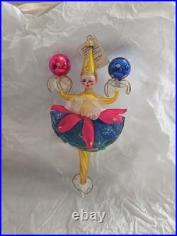 RARE VTG Christopher Radko CLOWN AROUND Italian GLASS 10 inch Ornament 96-047-0