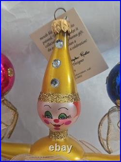 RARE VTG Christopher Radko CLOWN AROUND Italian GLASS 10 inch Ornament 96-047-0