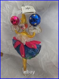 RARE VTG Christopher Radko CLOWN AROUND Italian GLASS 10 inch Ornament 96-047-0