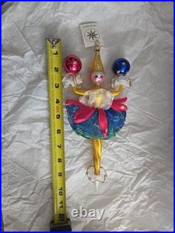 RARE VTG Christopher Radko CLOWN AROUND Italian GLASS 10 inch Ornament 96-047-0