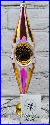 Radko 01-0992-0 Aura Glow Drop Ornament Pink Gold Glass Rare 2001 READ DESC