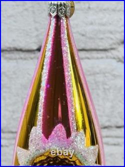 Radko 01-0992-0 Aura Glow Drop Ornament Pink Gold Glass Rare 2001 READ DESC