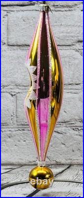 Radko 01-0992-0 Aura Glow Drop Ornament Pink Gold Glass Rare 2001 READ DESC