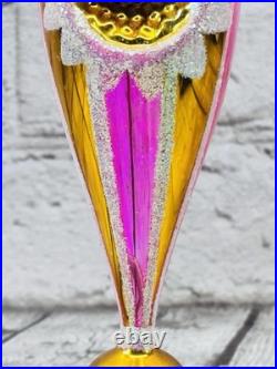 Radko 01-0992-0 Aura Glow Drop Ornament Pink Gold Glass Rare 2001 READ DESC