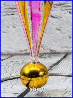 Radko 01-0992-0 Aura Glow Drop Ornament Pink Gold Glass Rare 2001 READ DESC