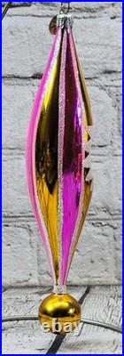 Radko 01-0992-0 Aura Glow Drop Ornament Pink Gold Glass Rare 2001 READ DESC