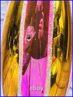 Radko 01-0992-0 Aura Glow Drop Ornament Pink Gold Glass Rare 2001 READ DESC