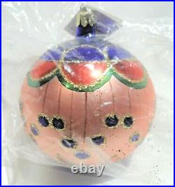 Radko 1992 MISSION BALL VintageBlue Pink & Orange Ornament NEW! STILL SEALED