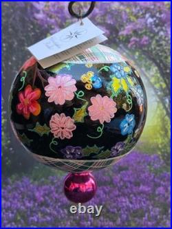Radko 2002 MIDSUMMER NIGHT MAGIC RARE Double Ball Floral Tapestry NEW withTag