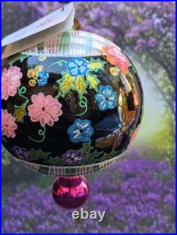Radko 2002 MIDSUMMER NIGHT MAGIC RARE Double Ball Floral Tapestry NEW withTag