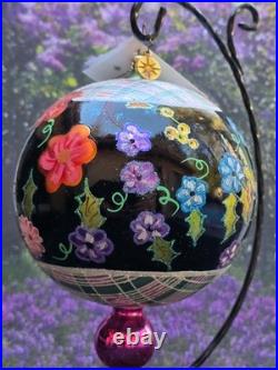 Radko 2002 MIDSUMMER NIGHT MAGIC RARE Double Ball Floral Tapestry NEW withTag