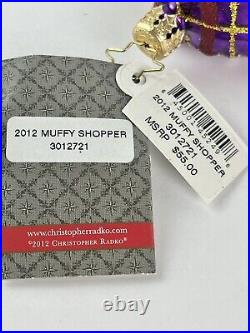 Radko 2012 Bloomingdale's Muffy Shopper 3012721 Purple Gold Plaid Ornament
