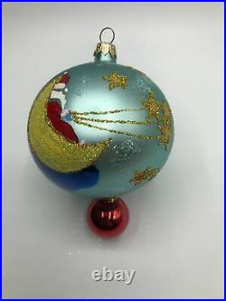 Radko 96 REACH FOR A STAR 96-209-0 Santa Moon Star Drop Ball Christmas Ornament