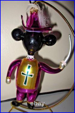 Radko ALL FOR ONE Mickey Mouse Purple Musketeer Christmas Ornament Italy MINT
