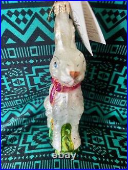 Radko BUNNY HOP WHITE CHOCOLATE BUNNY Ornament 01-0399-0 NWT 6.25 Rabbit Rare