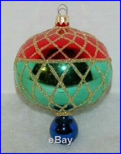 Radko CHRISTMAS HARLEQUIN Christmas Ornament 94-216-0 VINTAGE BALL W. DROP