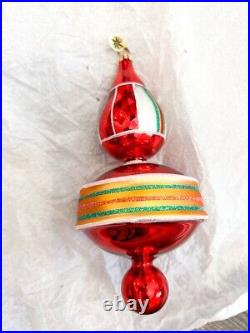 Radko Candy Drop red/white/gold peppermint drop ornament, 01-0349-0