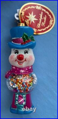 Radko Christmas Ornament Gumball Grins #1021455 Snowman Gumball Machine NEW