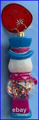 Radko Christmas Ornament Gumball Grins #1021455 Snowman Gumball Machine NEW
