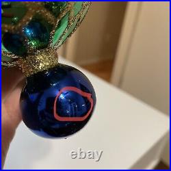 Radko Christmas harlequin double ball red blue green ornament