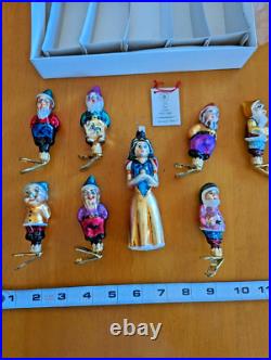Radko DISNEY SNOW WHITE AND SNOWY MAKES EIGHT 8 Pc Ornament Set Glass Number LE