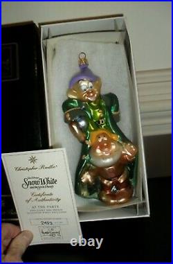 Radko Disney Snow White 1999 Dopey & Sneezy Ornament At The Party Exclusive