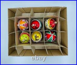 Radko FANTASIA Vintage Christmas Glass Ornaments Lot of 6 Original Box