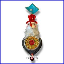 Radko FROSTY FLARE Snowman Reflector Christmas Ornament New